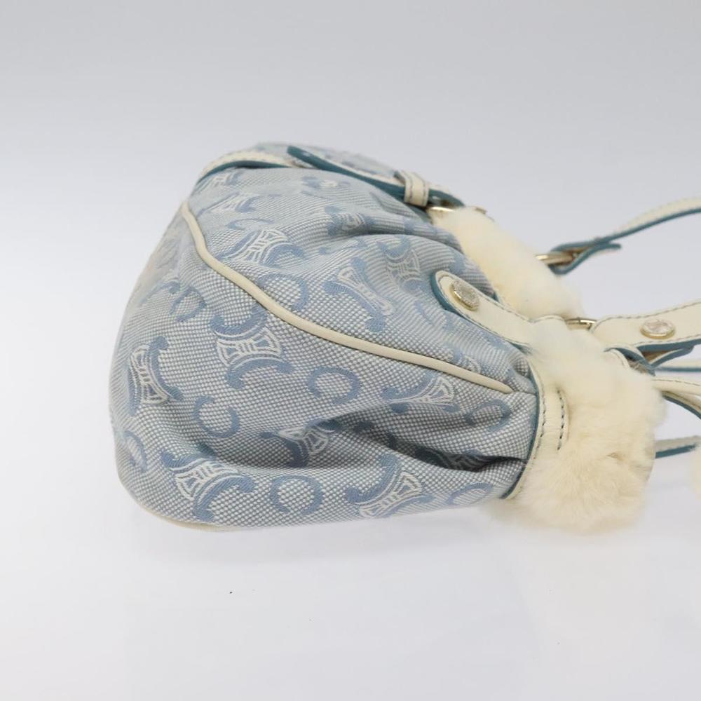 CELINE C Macadam Canvas Hand Bag Light Blue Gold Auth 121231 - Picture 3 of 16